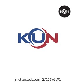 Monograma moderno de KUN: Plantilla de logotipo de 3 letras limpia