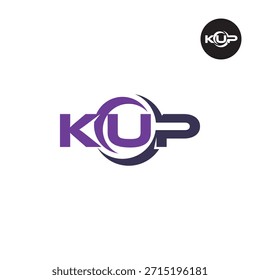 Monograma moderno de KUP: Plantilla de logotipo de 3 letras limpia