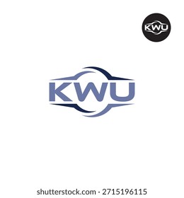 Monograma moderno de KWU: Plantilla de logotipo de 3 letras limpia