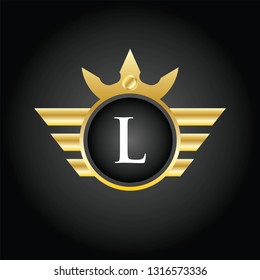Modern L Circle Crown Logo  Illustration, Vector.