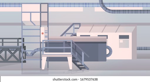 Modern Lab Interior Empty No People Chemical Laboratory For Experiments Or Technology Research Secret Bunker With Furniture Horizontal Vector Illustration