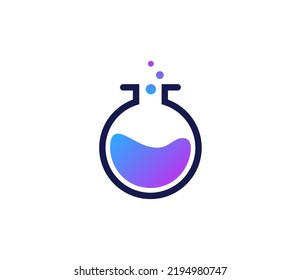 Modern lab logo featuring a science beaker with bubbles icon, symbolizing research and innovation. Ideal for research labs, biotech, pharmacy, and education. Vector logo template