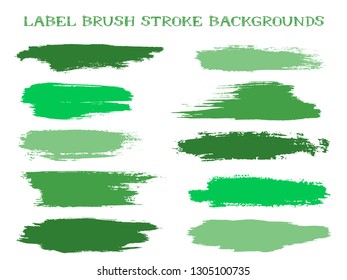 Modern label brush stroke backgrounds, paint or ink smudges vector for tags and stamps design. Painted label backgrounds patch. Interior colors guide book samples. Ink smudges, stains, jade spots.