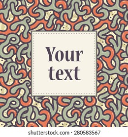 Modern Label, Card or Invitation. Seamless Vector Decorative Pattern for Printing on Fabric or Paper. Hand drawn background with Tangled Lines