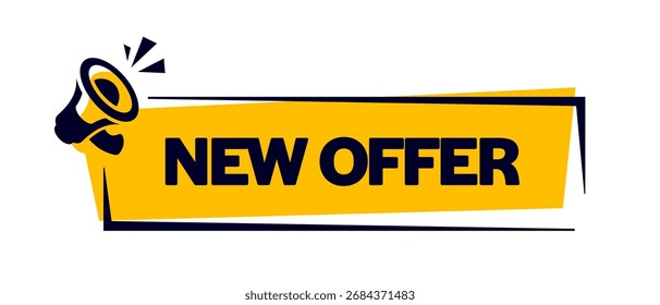 Modern Label With Megaphone Icon And Text New Offer