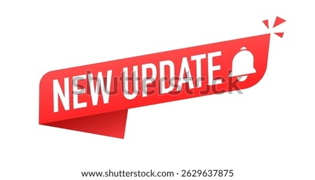 Modern Label New Update. Banner with notification bell, announcement for new update. Web banner element. Vector illustration