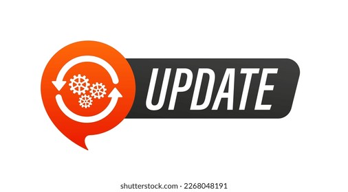 Modern label New update from Bell. App progress icon update concept for graphic and web design. System software upgrade web banner element. Vector illustration