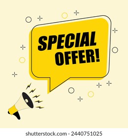 Modern Label With special offer Text and Megaphone Icon