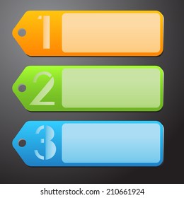 modern label text box template for website and graphic, numbers, icon.