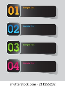 modern label text box template for website graphic and business, numbers, icon. 