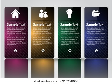 modern label text box template for website and graphic, numbers, icon. 