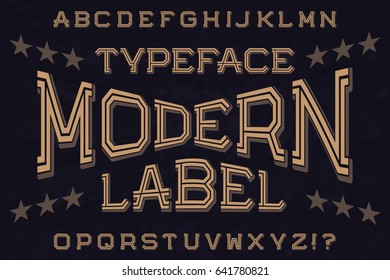 Modern Label Typeface font. Isolated english alphabet.