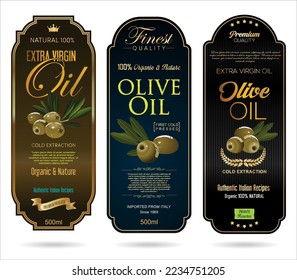 Modern labels graphic design with olives leaves and olive 