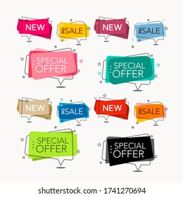 Modern Labels Set with New and Special Offer Texts Isolated