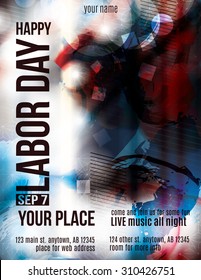 Modern Labor Day Celebration Grunge Flyer Template