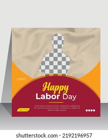 Modern labor day social media post design template