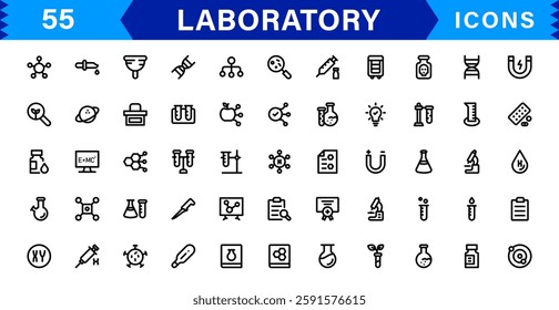 Modern Laboratory Icons. Scalable Illustrations for Scientific Research, Biotechnology, and Clinical Testing