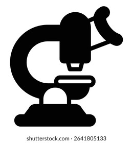 Modern laboratory microscope solid icon, pharmacy concept. Vector graphics. Microscope, magnifying lens tool sign on white background, style mobile or design