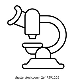 Moderno ícone de linha fina de microscópio de laboratório, conceito de farmácia. Gráficos vetoriais. Microscópio, lente de aumento sinal ferramenta no fundo branco, estilo móvel ou design
