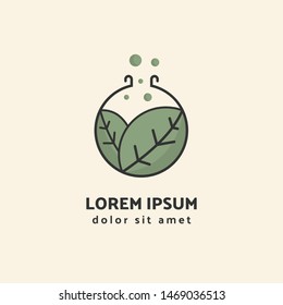 Modern labs logo with two leaf combinations and bold stroke style logo vector template