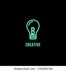 Modern lamp B logo letter in turquoise color design concept for technology company