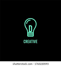 Modern lamp D logo letter in turquoise color design concept for technology company