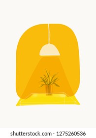 Modern Lamp in interior / hand drawn image