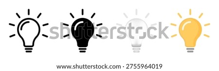 Modern Lamp and Light Bulb Idea Icon Set, Line and Solid Style Creativity, Innovation and Inspiration Vector Icons