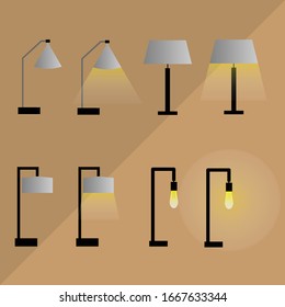 modern lamp with light, floor lamp, desk lamp