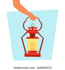 Modern lamp on a blue background. Flat vector illustration