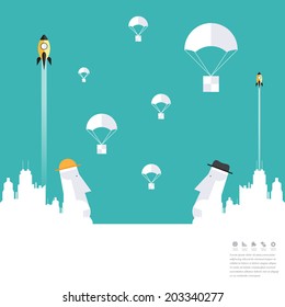 Modern land idea concepts in flat design for web, mobile applications, seo optimizations, business, social networks, e-commerce, planning and teamwork. 