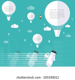 Modern land idea concepts in flat design for web, mobile applications, seo optimizations, business, social networks, e-commerce, planning and teamwork.