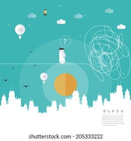Modern land idea concepts in flat design for web, mobile applications, seo optimizations, business, social networks, e-commerce, planning and teamwork.