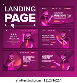 Modern Landing Page Concept Vector. Store. Shop Online. Creative Idea. Business Coworking. Office Investment Webpage. Main Website Page Design. Consumerism Illustration