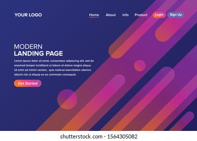 Modern landing page design with creative gradient rounded element vector 