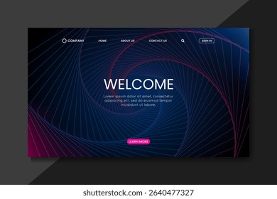 Modern Landing Page Design with Futuristic Neon Spiral Background