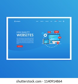 Modern landing page design template - colorful vector illustration concept for website development.