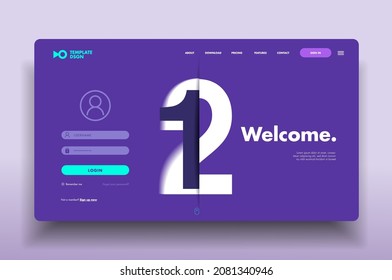 Modern Landing page design template for websites, mobile or apps. Violet color