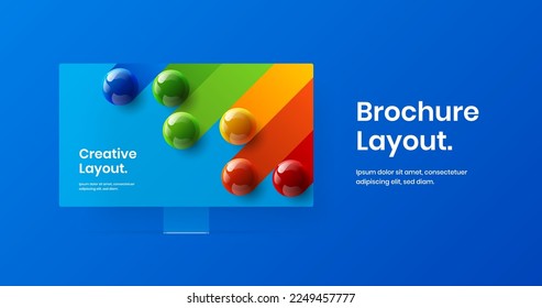 Modern landing page design vector concept. Minimalistic monitor mockup web project layout.