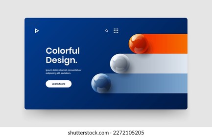 Modern landing page design vector illustration. Bright 3D spheres company cover concept.