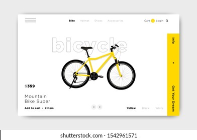 Modern landing page, featuring bicycles as the main product, can be used for banners, websites, desktops, wallpaper, mobile phones, and ready to be printed