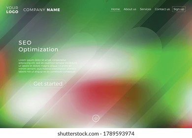Modern landing page template with blurred background and dynamic shapes. Minimalistic creative illustration for various projects. Vector concept eps10