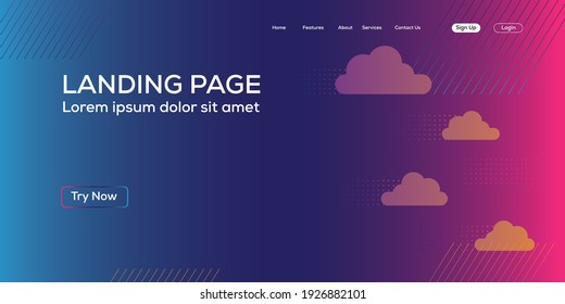 modern landing page template with clouds shape. vector illustration