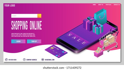 Modern Landing page template concept of shopping online for website and mobile website. 
Easy to edit and customize. Vector illustration