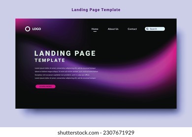 modern landing page template design, violet color gradation abstract fluid style background vector