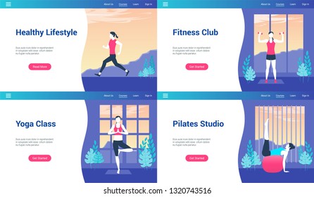 Modern landing page templates for healthy lifestyle. Vector illustration mock-up for website and mobile website
