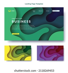 modern landing page website template background design with abstract layered paper texture style set collection vector graphic