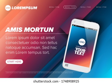 Modern landing web page template with smartphone