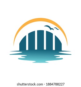 Modern landmark and summer lake logo. Landmark 