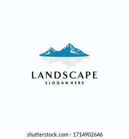 Modern Landscape Hills / Mountain Peaks River Creek Vector logo design